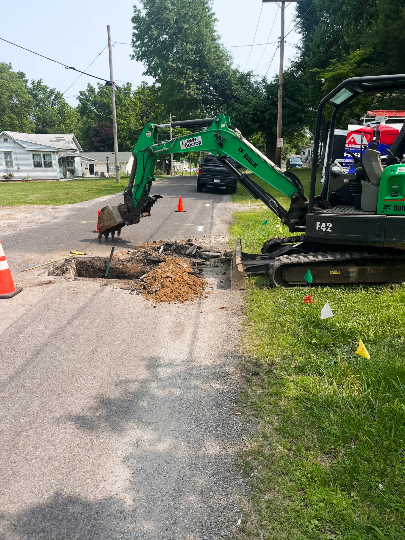Double B Excavation Services excavating a sewer line