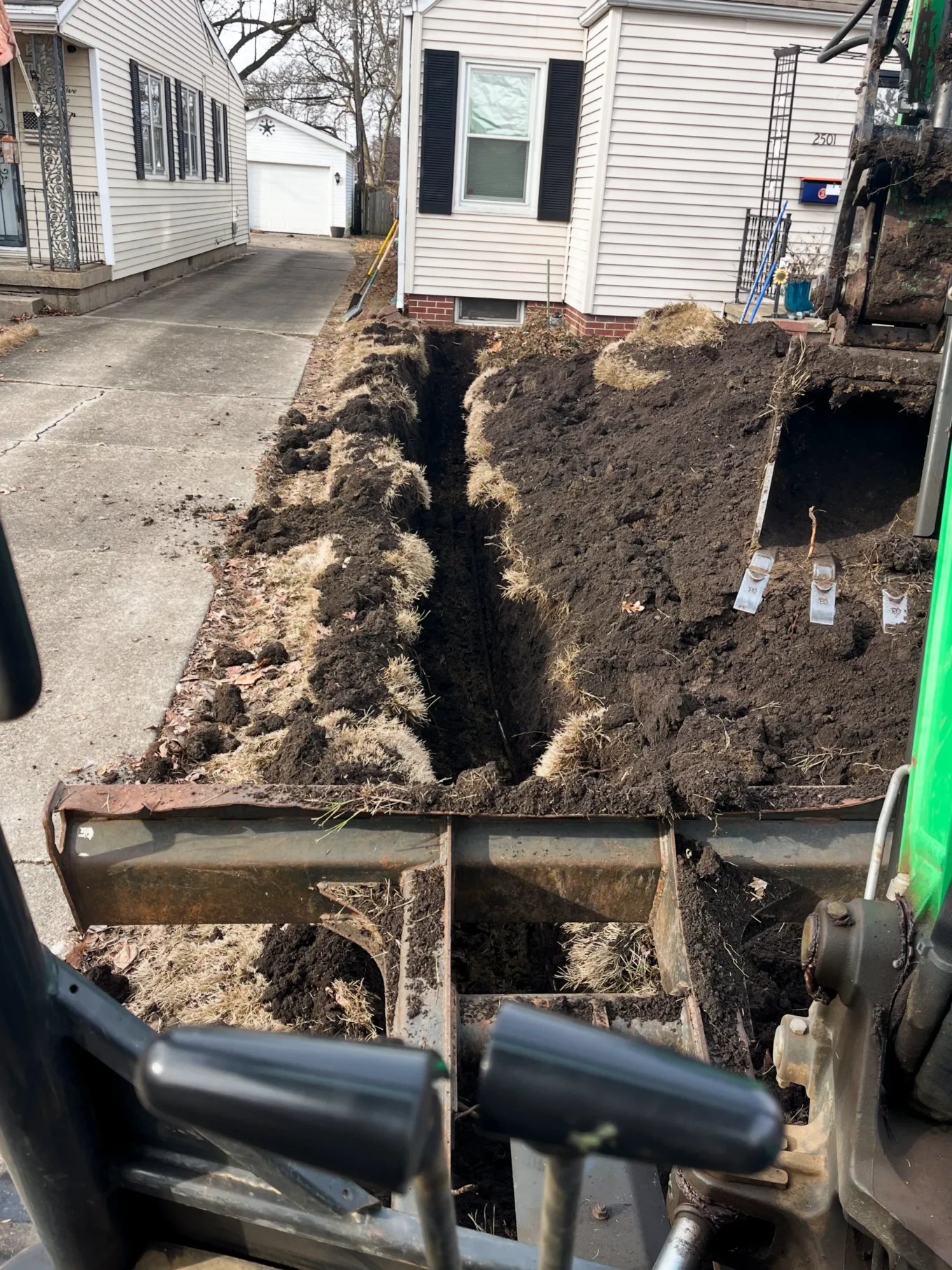 Double B Excavation Services installing a residential water line